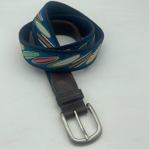 The Belted Cow Surfboards Leather & Belt Brass Buckle Vacation Sz 36